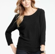 NWT Ann Taylor BLACK Shoulder buttons 3/4 sleeves women's Sweater Top
