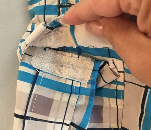 RS Surf Boys Swim Trunks Board Shorts Blue White Plaid Lined Tie Waist Size 5 - Picture 6 of 6