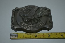 Vintage Ride American Motorcycle Eagle American Flag Belt Buckle