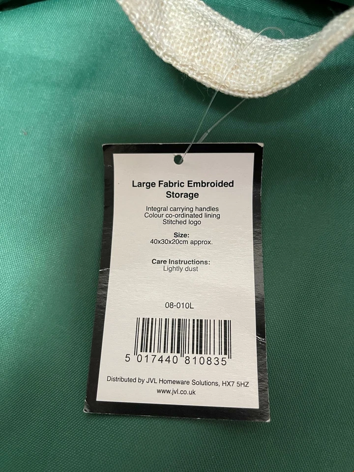 Large Fabric Embroided Storage Bag With Carry Handles - Image 2 of 3