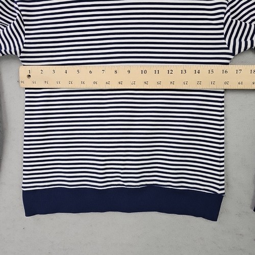 Halogen Top Womens XS Navy/White Striped Lace Up Back Nautical Travel Casual - Picture 6 of 9