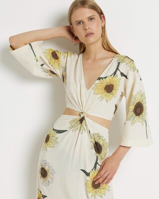 River Island Cream Floral Cut Out Kimono Midi Dress Cotton Ivory New X Large XL | eBay River Island Cream Floral Cut Out Kimono Midi Dress Cotton Ivory New X Large XL | eBay