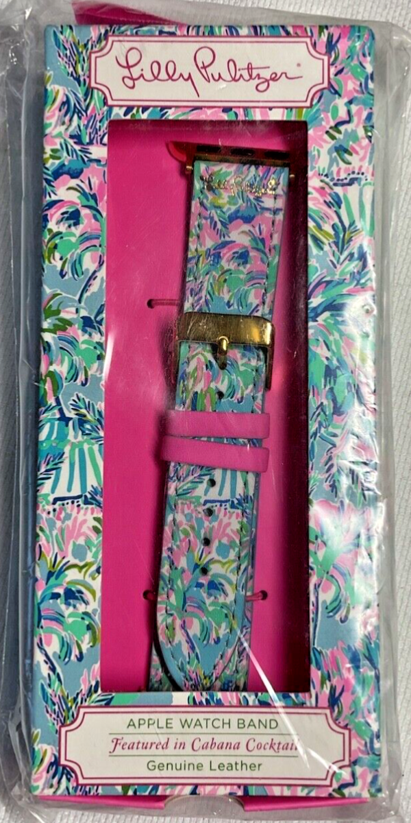 Lilly Pulitzer Apple Watch Band LEATHER CABANA COCKTAIL NIB