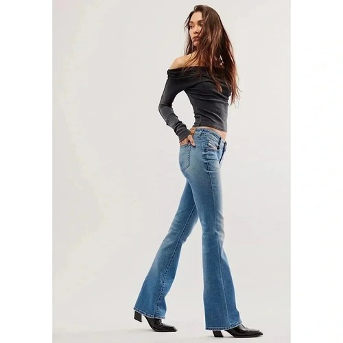 New Free People Diesel Ebbey Jeans Bootcut Flare Mid Rise Denim Blue 26 - Picture 2 of 16