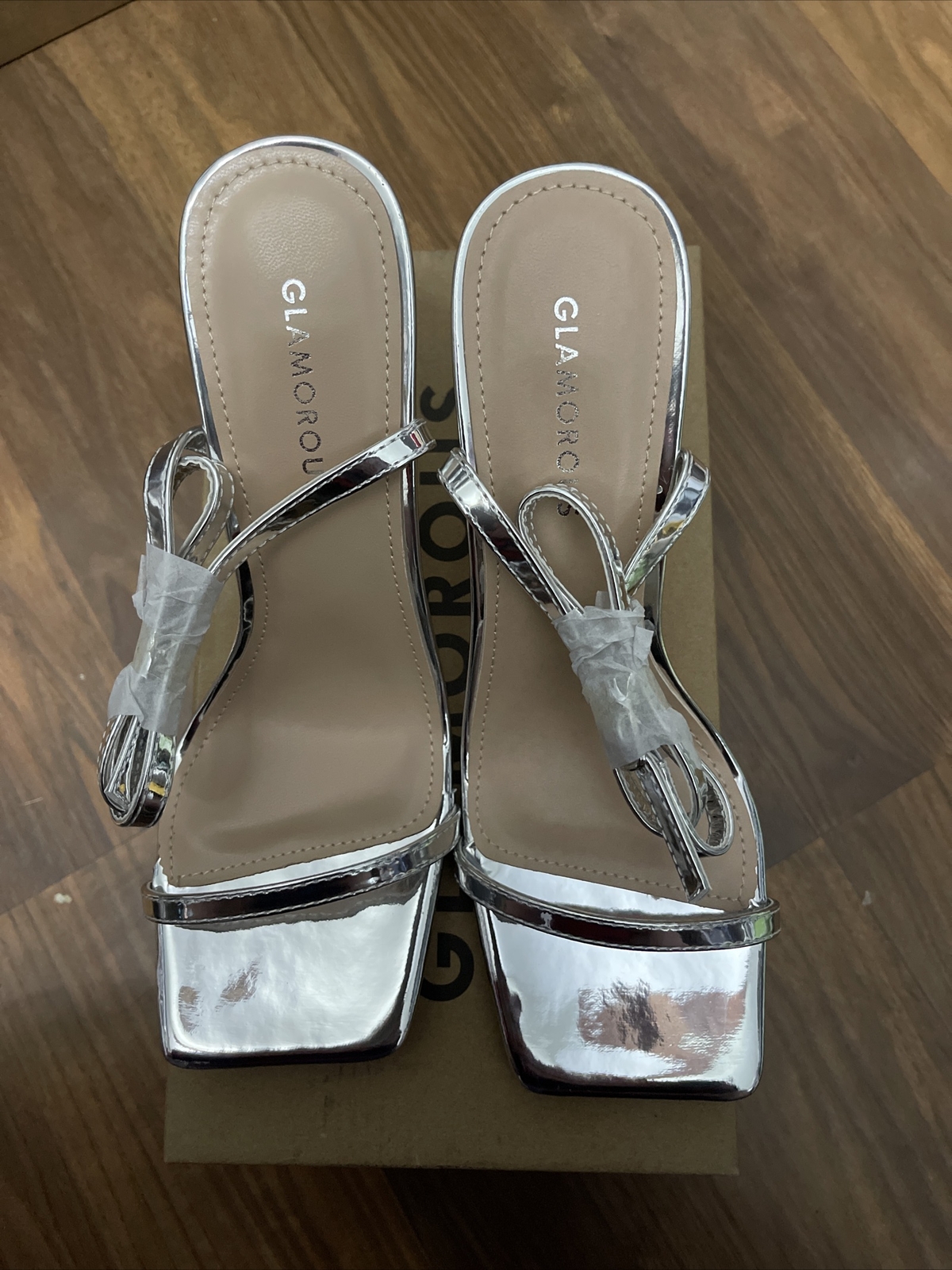 Glamorous silver block heel sandals - Size 7 | eBay