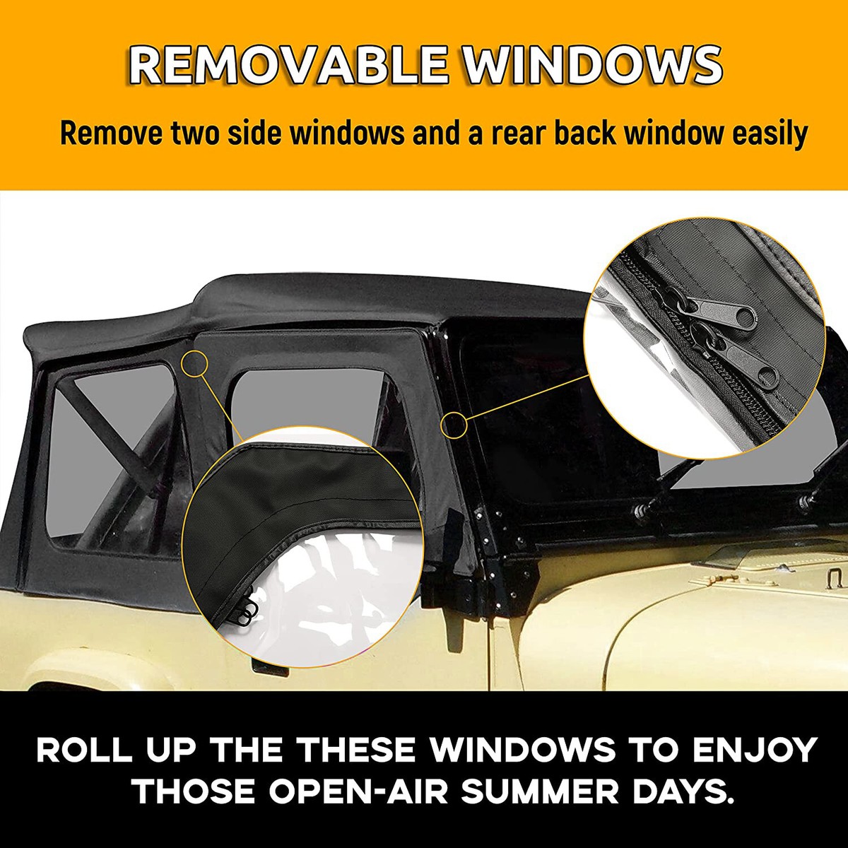 For 1987-1995 1988 Jeep Wrangler YJ Soft Top Half Doors