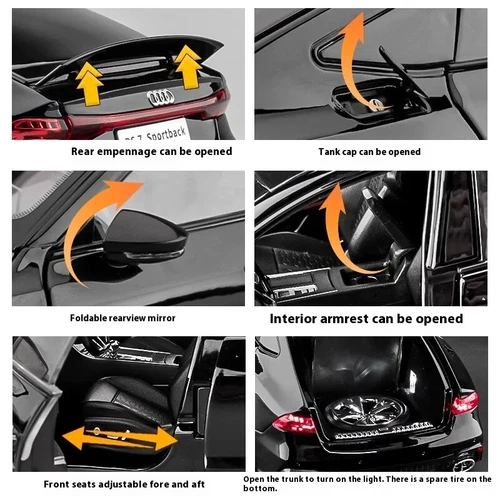 1:18 AUDI RS7 Sportback Key Version Diecast Car Model Collectible Sound & Light - Picture 18 of 19
