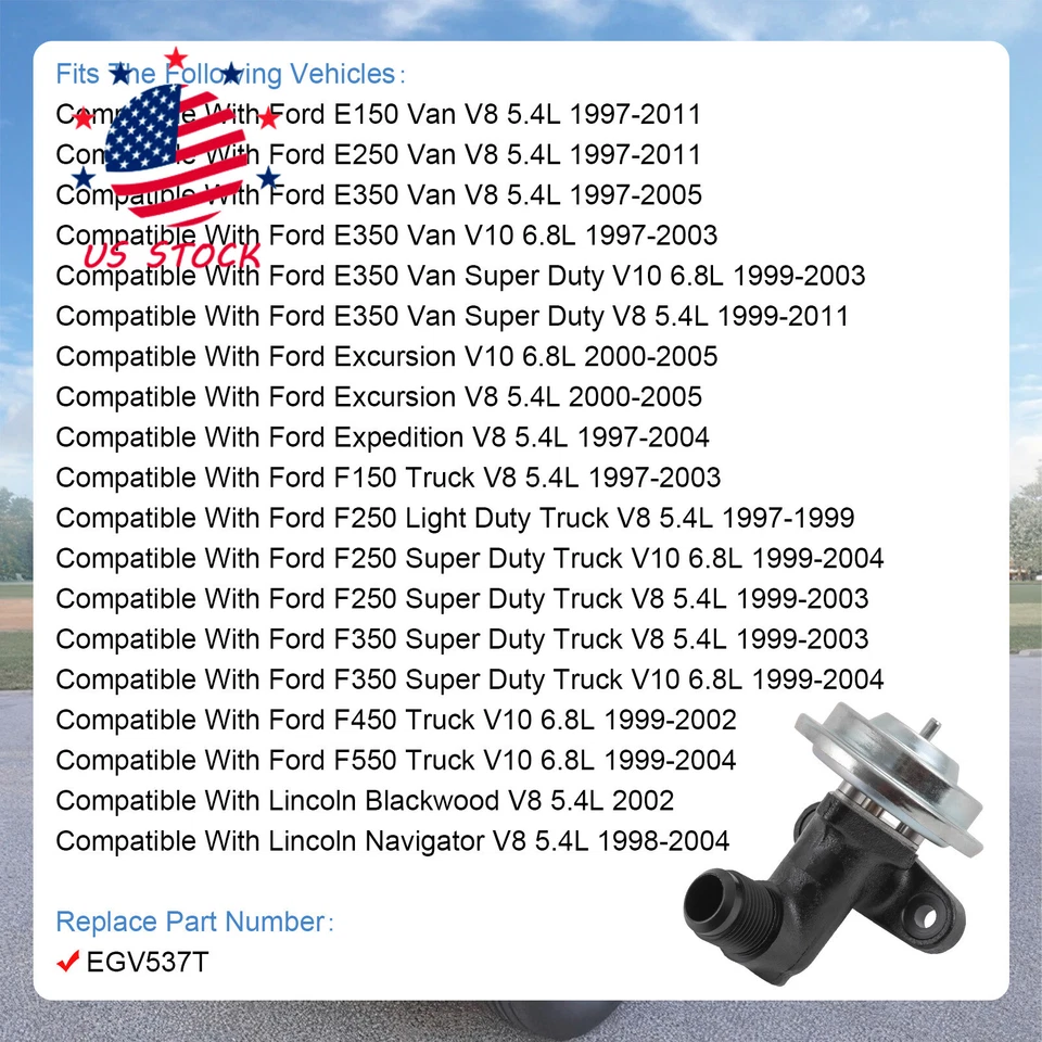 Emisiones de válvula EGR para camioneta Ford F150 F250 V8 Econoline Excursion Navigator Foto 3 de 4