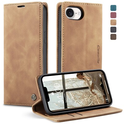 CaseMe For iPhone 16E Luxury Flip Wallet PU Leather Case Stand Cover Shockproof