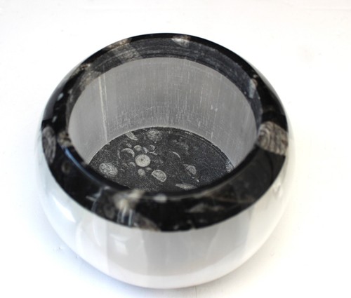 Selenite & Fossil stone, Candle Holder, weight 1,574 grams, size 13 x 13 x 9 cm - Picture 6 of 7