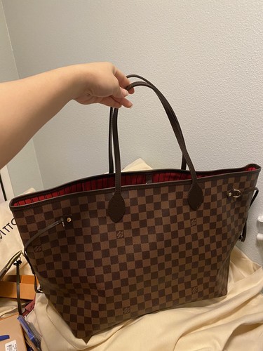 Louis Vuitton Neverfull GM Damier ebene Red Interior No Pouch | eBay