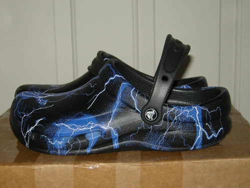 CROCS UNISEX BISTRO CLOGS WITH STRAP   WOMENS 10 / MENS 8   LIGHTENING BOLT
