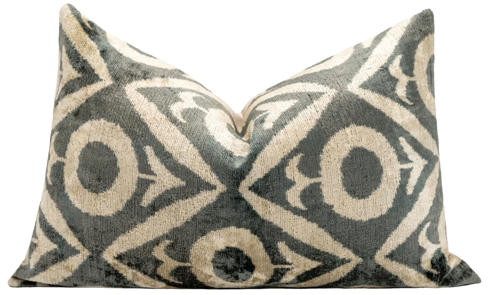 Geometric Gray Beige Throw Pillow 16x24 - Traditional Contemporary Cushion