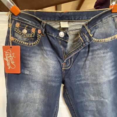 パンツ TRUE RELIGION JOEY SUPER T 36 True Religion Men's Joey Super T Flap Twisted Seam 1/2