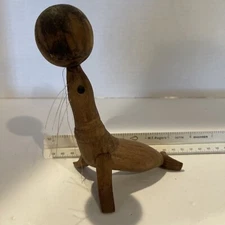 Mid-Century Modern Zoo-Line Schooline Terry the Seal w/Ball Wooden Jointed Toy