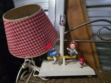 Vintage 1970s Raggedy Ann Hand Painted Ceramic Nursery Lamp Retro Decor