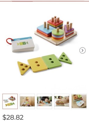 Chuckle & Roar Montessori Sort & Stack- Touch & Learn Puzzle Pegs &Shapes 3 & Up