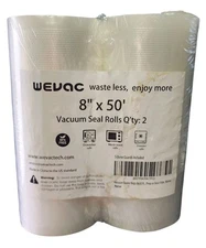 New Wevac Vacuum Sealer Bags 8X50 Rolls 2 Pack Food Saver Seal a Meal Weston