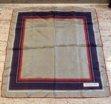 Vintage Christian DIOR Silk Square Scarf or Pocket Square Made in Italy 18x18