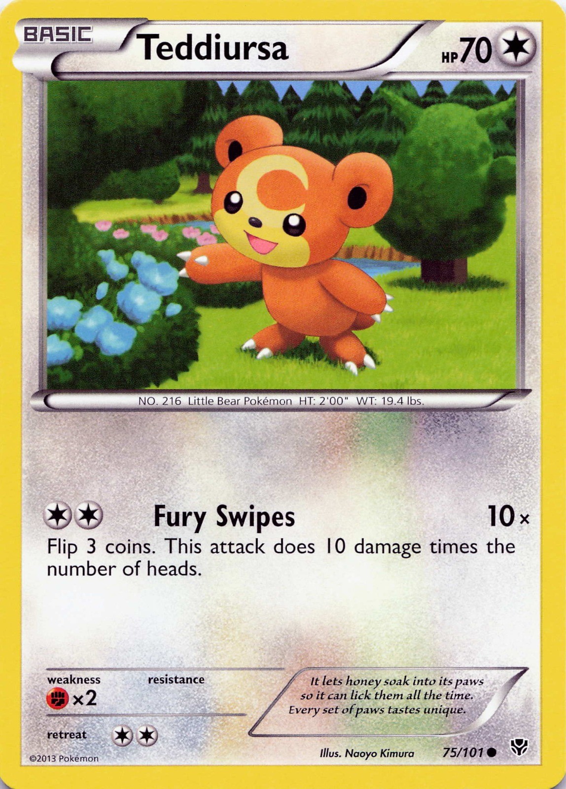 Pokémon TCG Teddiursa #75/101 Plasma Blast NM