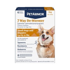 Dog Dewormer 6-25 lbs Tapeworm Roundworm Hookworm Chewables PetArmor Dogs Oral