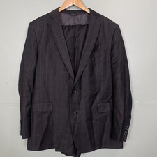 Brooks Brothers 1818 Regent Gray Charcoal Plaid Drago Wool Size 46L Suit Set
