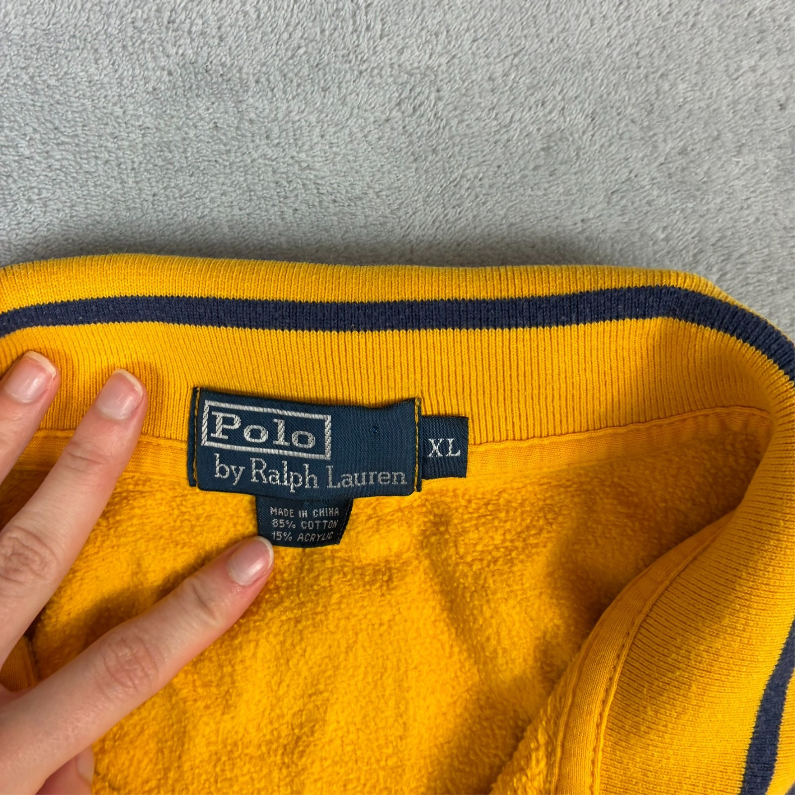 Vintage Polo Ralph Lauren 1990's Yellow Stripe Size XL 1/4 Quarter Zip Jumper image 6