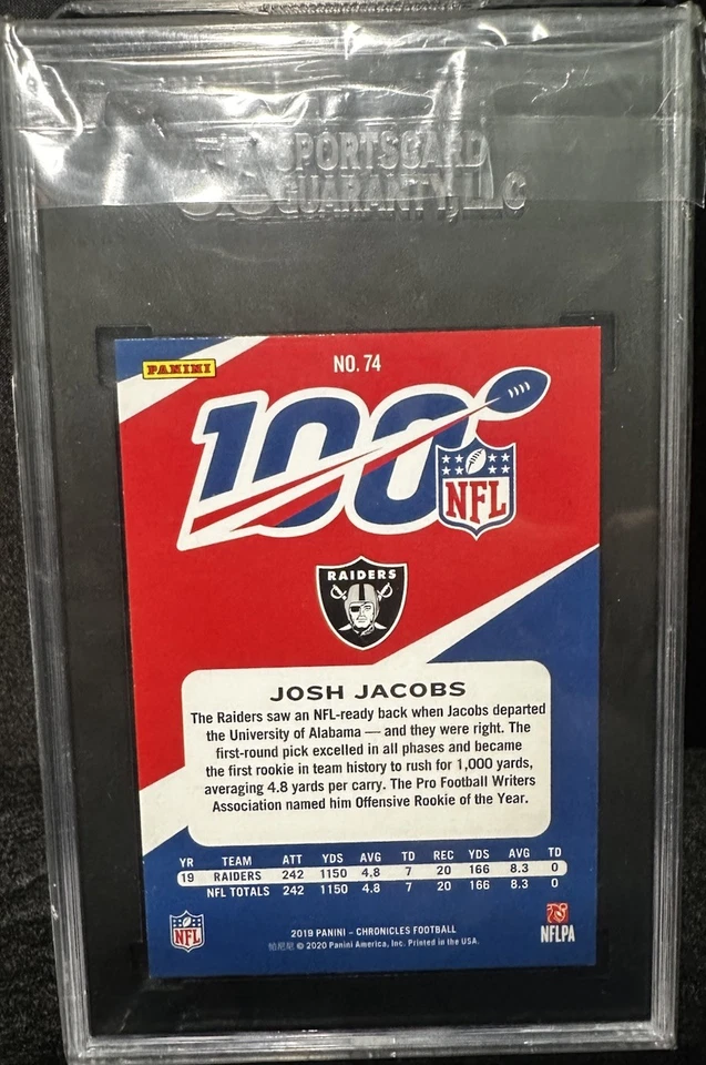 NFL Oakland Raiders Rookie Josh Jacobs 2019 Graded 9 Panini Chronicles + More! - Image 3 of 4