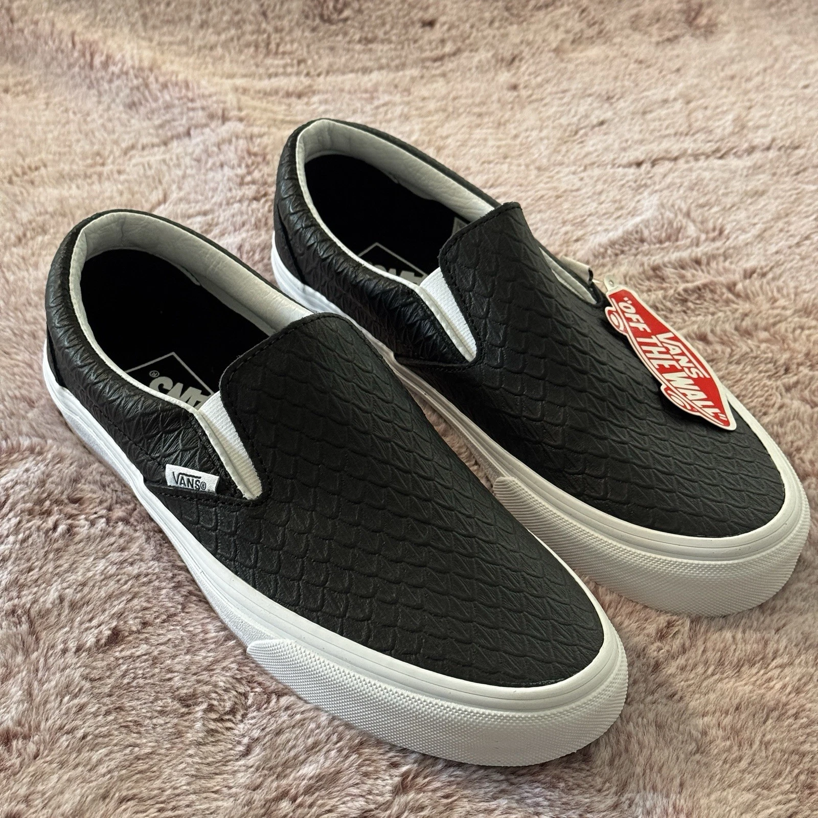 Scarpe Vans Reptile nere classiche slip on donna 8 5 intersuola bianche rare