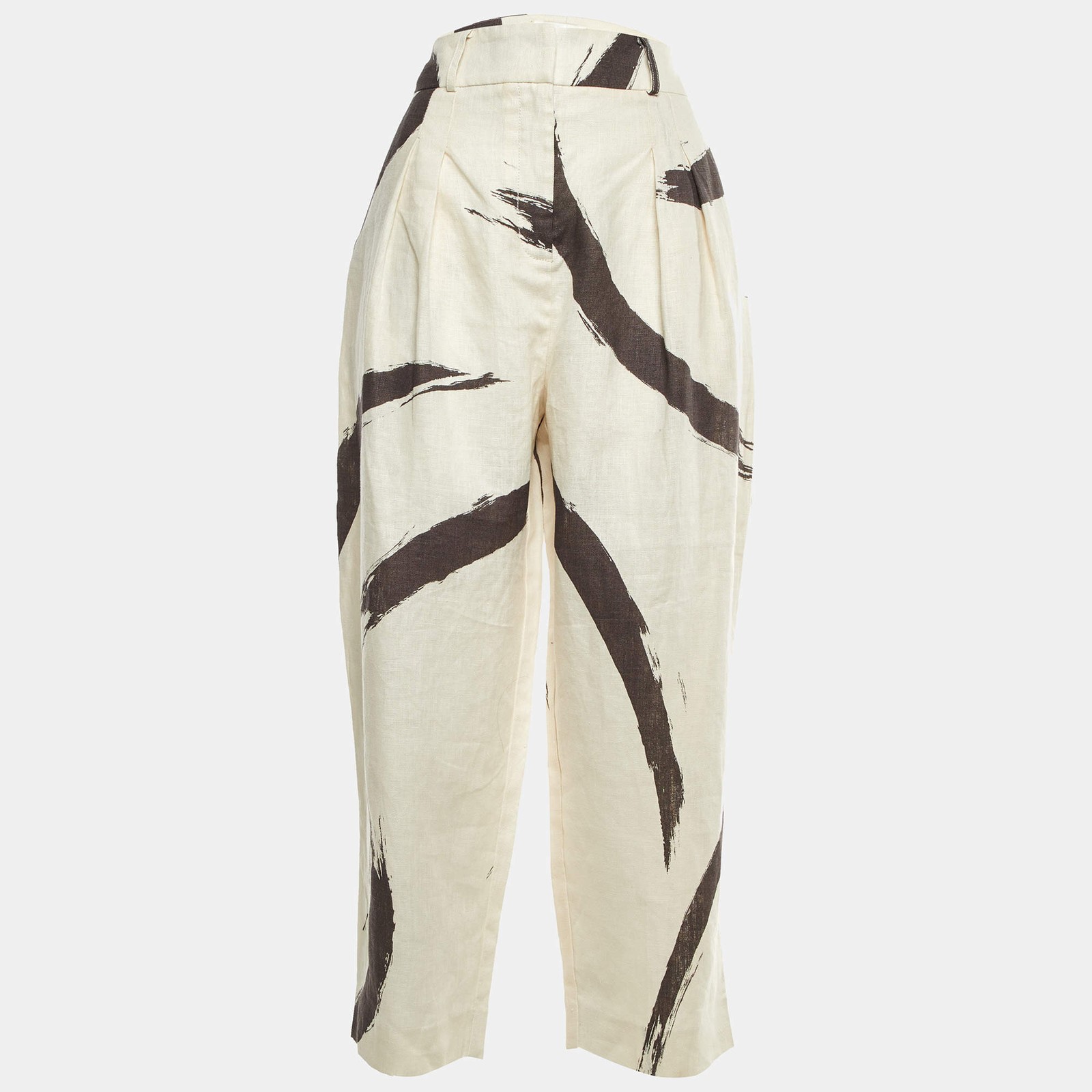Zimmermann BeigeBlack Printed Linen Trousers S