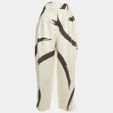 Zimmermann BeigeBlack Printed Linen Trousers S