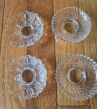 Vintage Glass Bobeches Taper Candle Wax Drip Catchers Set of 4 Pressed Glass?