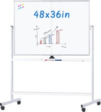 Rolling Whiteboard, 48x36 Large Magnetic White Board with Stands