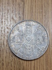 1889 Queen Victoria Double Florin Coin - High Grade Bruise - Four Shillings