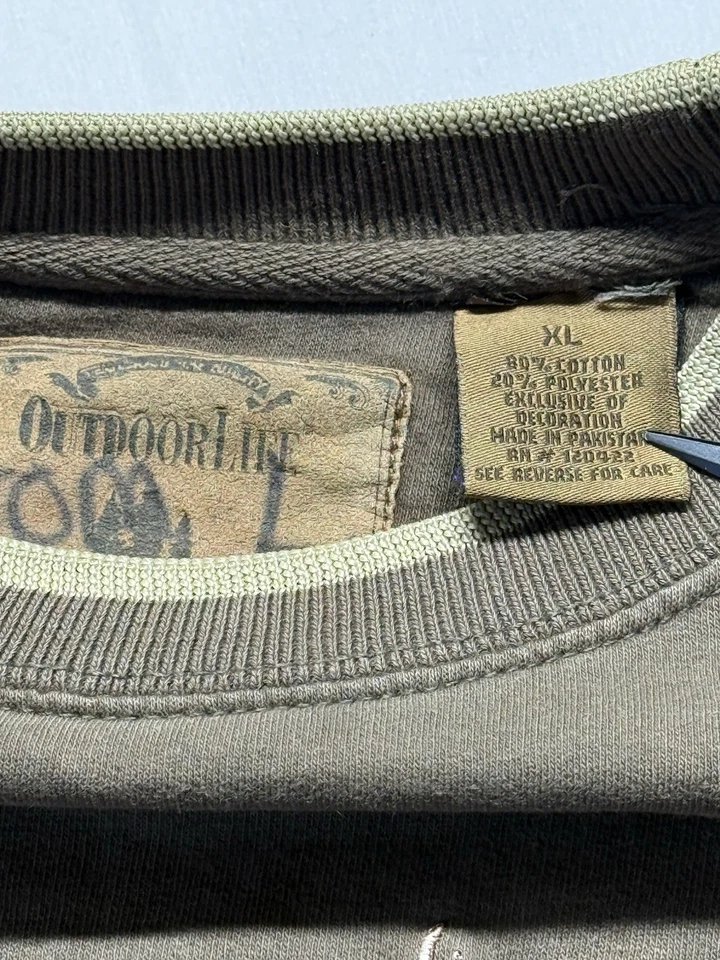 Sudadera De Colección Años 90 Vida Exterior Ciervo Para Hombre XL Verde Oliva Bordada Naturaleza Foto 3 de 4