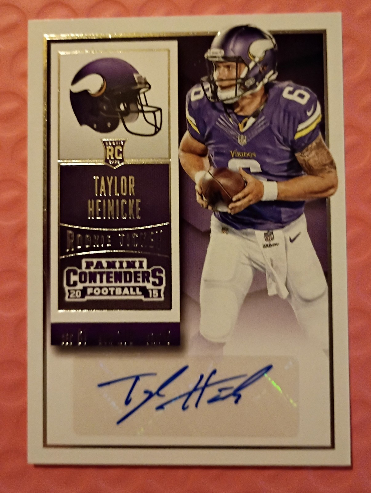 2015 CONTENDERS TAYLOR HEINICKE #160 ROOKIE TICKET AUTO VIKINGS 🔥🔥