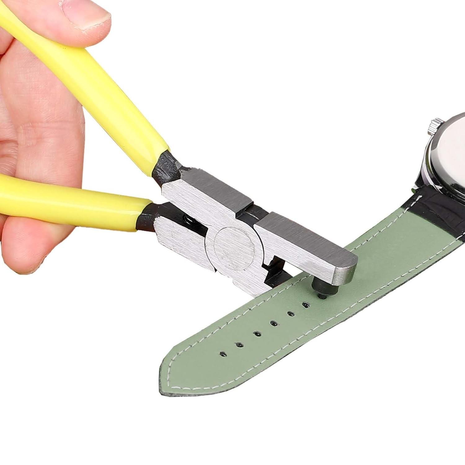 Watch Band Leather Hole Punch Plier Universal 2.0mm Shoe Strap Yellow 