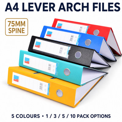 A4 Aktenordner mit Hebelbogen 75 mm Buchrücken Ringbuch Büro Aktenordner 1 3 5 10er-Pack UK