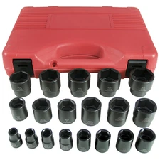 K-Tool 33101 19pc 1/2" Drive 6-Point Fractional SAE Short Impact Socket Set
