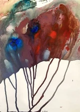 Abstract Mixed Media Painting on 11 X 15” Paper Contemporary