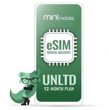Mint Mobile eSIM 12-Month Unlimited Data Talk Text 1 Year Prepaid - New Account