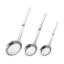 3 Pack Fine Mesh Strainer Sieve Set Stainless Steel Skimmer Colander Handle
