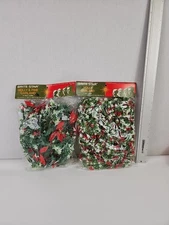 Vintage Brite Star Holly & Pine Garland (2 Packs) Christmas Xmas Decorations New