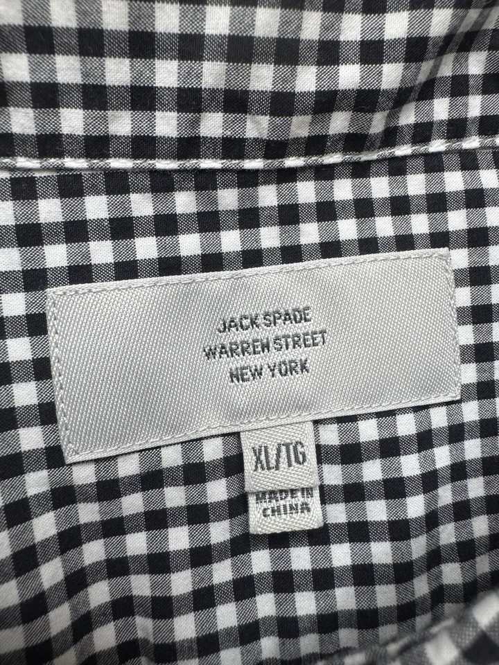 Jack Spade Button Down Shirt Men XL Bleeker Street Black White Gingham Plaid - Image 3 of 4