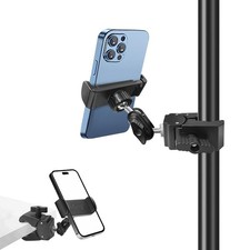 Phone Holder for Mic Stand, Treadmill, Spin Bike, Stroller, Adjustable black