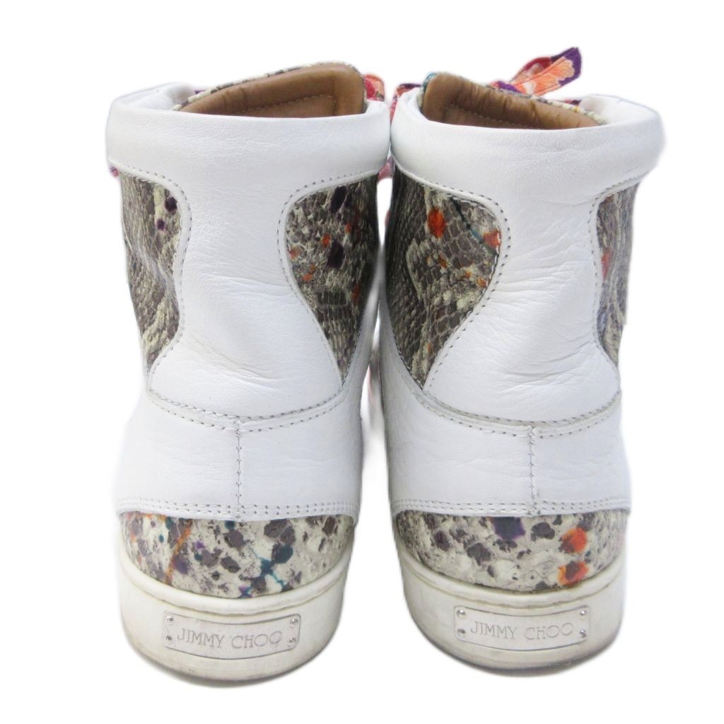 JIMMY CHOO high cut sneakers python embossed leat… - image 3