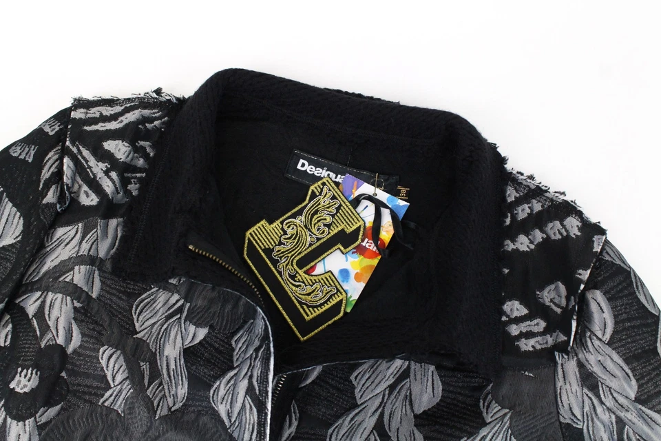 Abrigo para mujer DESIGUAL negro helio 38 gris patrón manga larga de un solo pecho Foto 3 de 4