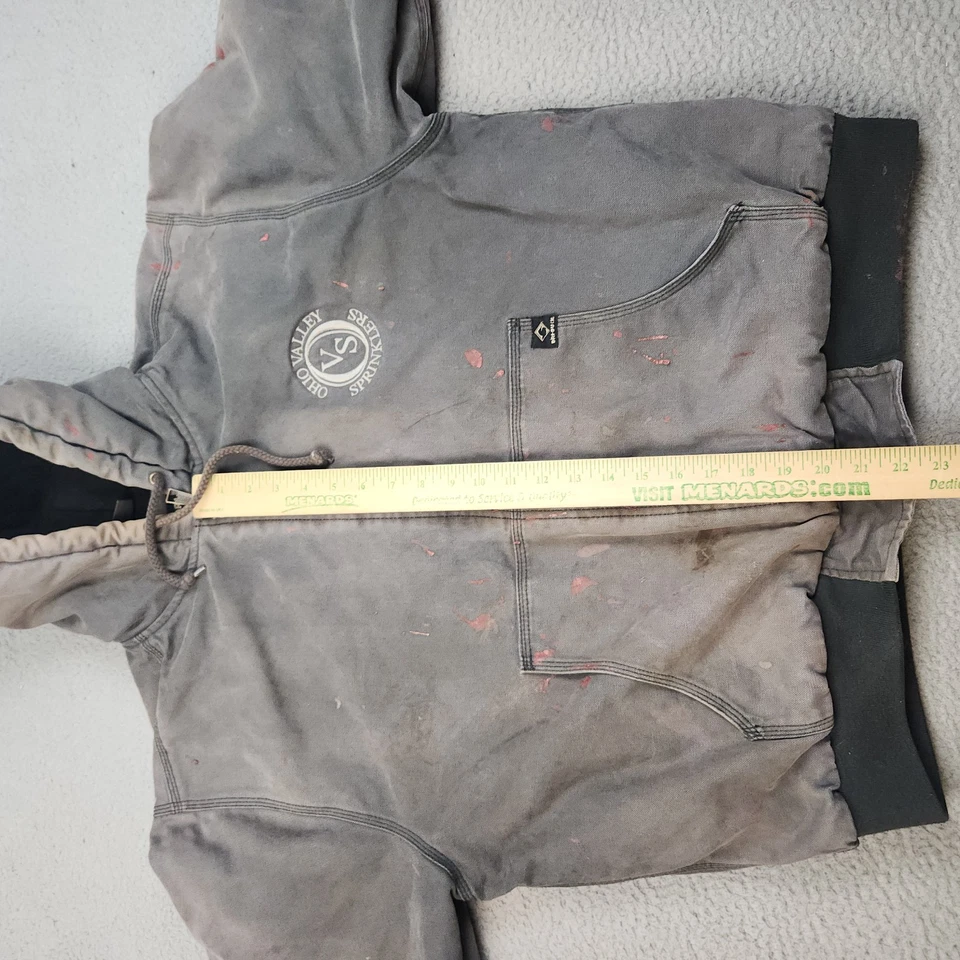 VTG Dri Duck Canvas Quilt Lined Hooded Jacket Large Distressed Faded Workwear - Image 4 of 4