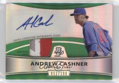 2010 Bowman Platinum Green 51/199 Andrew Cashner RPA Rookie Patch Auto RC 0m8