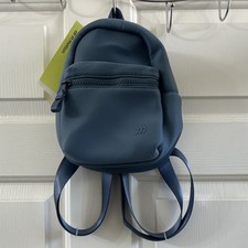 Women  s Blue Solid Mini Backpack Purse with Zip Closure, Zipper Strap Accents
